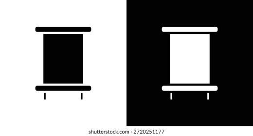 Enrolle el pictograma plano negro del icono de los Anuncios. Para gráficos y Diseño web.