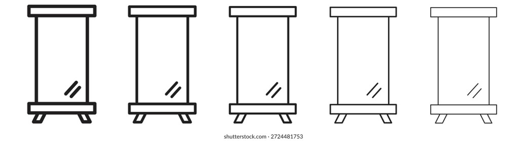 Design de ícone de banners de enrolar em estilo de traçado editável fino para trabalho gráfico