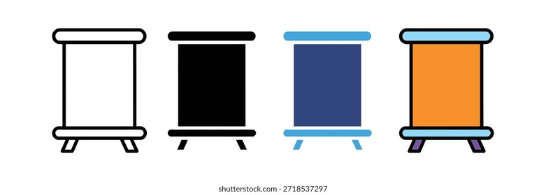 Symbolsatz für Banner aufrollen.  einfaches schwarzes Vektorpaket. Design-Infografik-Element. Vektorgrafik 