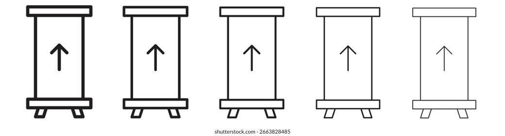 Roll-up Banner Symbol einfache bearbeitbare Stroke-Serie Pack. EPS10