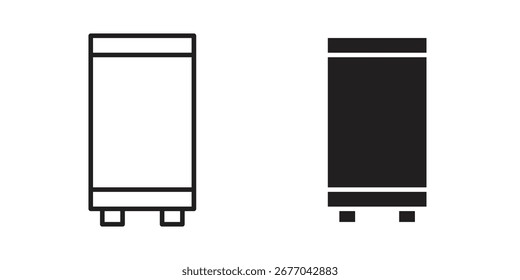 Enrolla el ícono de Anuncios. Pictograma de trazo y glifo. Ilustración vectorial sobre fondo blanco