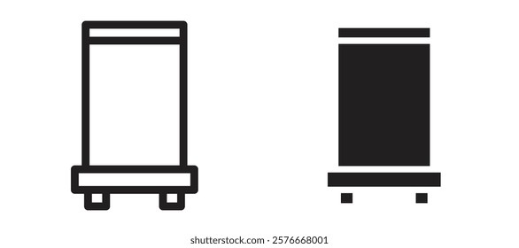 Roll up banners icons in outline and stroke versions