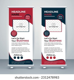 Roll Up Banner,Stand Poster ,Flyer design, Brochure,template,Red and blue banner