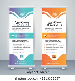 Roll Up Banner,Stand Poster ,Flyer design, Brochure,template,Red and blue banner