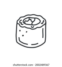 Roll in schwarz-weißem Doodle-Stil. Vektorgrafik-Symbol einzeln auf Hintergrund.