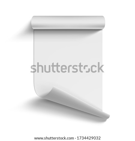Roll Of Blank White Paper Curled On Corner. EPS10 Vector