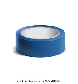 Roll of blue insulating plastic duct tape isolated on white