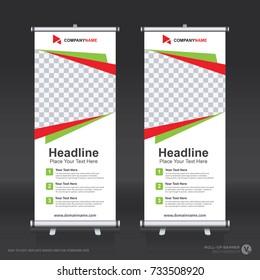 Roll up brochure banner design template, abstract background, pull up design, modern x-banner and flag-banner, rectangle size.