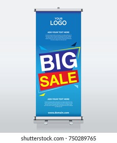 Roll up brochure banner design template, abstract background, pull up design, modern x-banner and flag-banner, rectangle size.