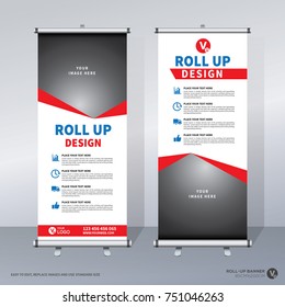 Roll up brochure banner design template, abstract background, pull up design, modern x-banner and flag-banner, rectangle size