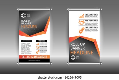 roll up brochure flyer banner design vertical template vector, abstract geometric background, modern x-banner and flag-banner,rectangle size