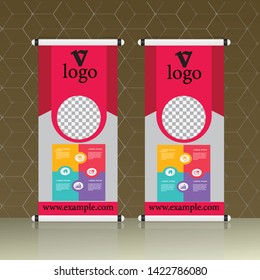 Roll up brochure flyer banner design template vector, abstract background, modern x-banner, rectangle size.