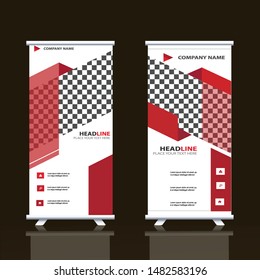 Roll up brochure flyer banner design template vector, abstract background, modern x-banner, rectangle size.
