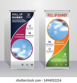 Roll up brochure flyer banner design vertical template vector, cover presentation abstract background, modern x-banner and flag-banner, rectangle size.