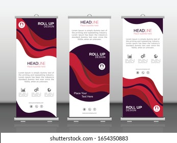 Roll-up Broschüre Flyer Banner Design vertikale Template-Vektorillustration, abstrakter Hintergrund, moderne Publikation x-Banner-Layout