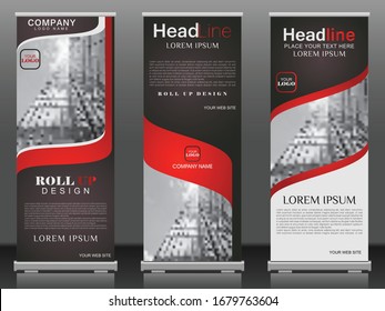 Roll Up Brochure Flyer Banner Design Template Vector, Abstract Background, Modern X-banner, Rectangle Size. Modern Roll Up Design.