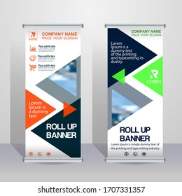 roll up brochure flyer banner design vertical template vector, abstract geometric background, modern x-banner and flag-banner,rectangle size.