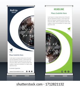 Roll up brochure flyer banner design template vector, abstract background, modern x-banner, rectangle size.
