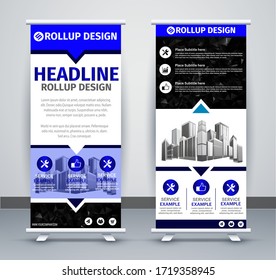 Roll up brochure flyer banner design template vector, abstract background, modern x-banner, rectangle size. Ink splash banner EPS10