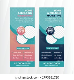 Roll up brochure flyer banner design template vector, abstract background, modern x-banner, rectangle size. Vertical layout with space for photo collage. The colors used pink and blue gradient. 