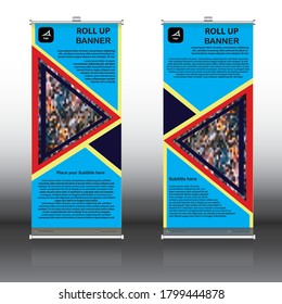 Rollup folletos flyer diseño de banner plantilla vertical vector, diseño moderno-x, tamaño de rectángulo, fondo geométrico abstracto