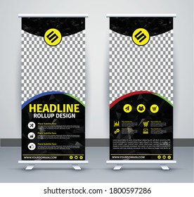 Roll up brochure flyer banner design template vector, abstract background, modern x-banner, rectangle size. EPS 10