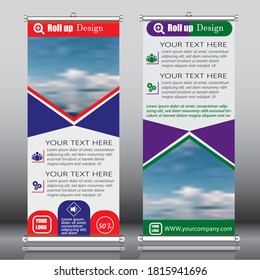 Roll up brochure flyer banner design vertical template vector, abstract geometric background, modern x-banner and flag-banner