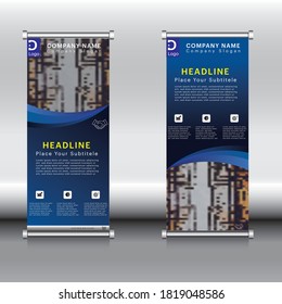 roll up brochure flyer banner design vertical template vector, abstract geometric background, modern x-banner and flag-banner,rectangle size.