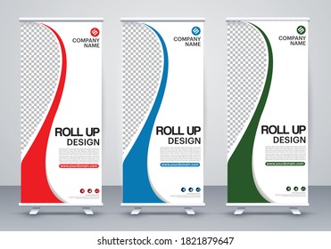roll up brochure flyer banner design vertical template vector, abstract geometric background, modern x-banner and flag-banner,rectangle size.