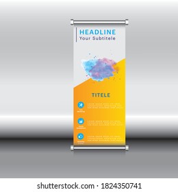 roll up brochure flyer banner design vertical template vector, abstract geometric background, modern x-banner and flag-banner,rectangle size.
