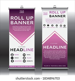 roll up brochure flyer banner design vertical template vector, abstract geometric background, modern x-banner and flag-banner,rectangle size.