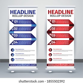 Roll up brochure flyer banner design vertical template vector, abstract geometric background, modern x-banner and flag-banner, rectangle size.