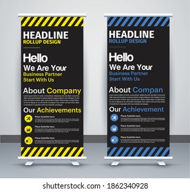 Roll up brochure flyer banner design vertical template vector, abstract geometric background, modern x-banner and flag-banner, rectangle size.