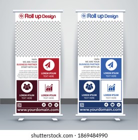 Roll up brochure flyer banner design vertical template vector, abstract geometric background, modern x-banner and flag-banner, rectangle size.