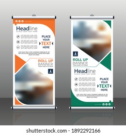 Roll up brochure flyer banner design template vector format, abstract background, modern x-banner, rectangle size.