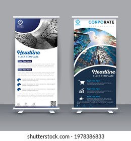 Roll up brochure flyer banner design template vector, abstract background, modern x-banner, rectangle size.