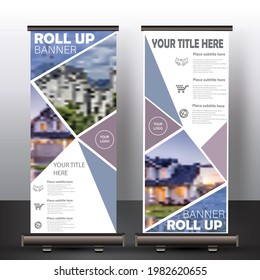 Roll up brochure flyer banner design template vector, abstract background, modern x-banner, rectangle size  business standee banner