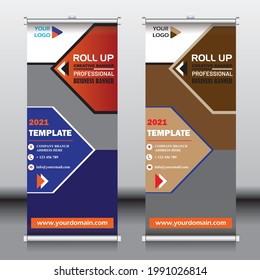Roll up brochure flyer banner design vertical template vector, abstract geometric background, modern banner and flag-banner, Triangle size.