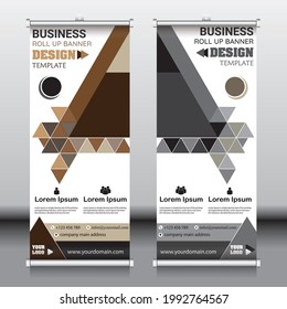 Roll up folletos flyer banner diseño de plantilla vertical vector, fondo geométrico abstracto, moderno x-banner y banner-bandera, tamaño Triángulo.