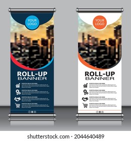 Roll up brochure flyer banner design template vector, abstract background, modern x-banner, rectangle size.
