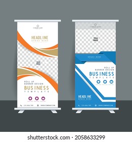 Roll up brochure flyer banner design template vector, abstract background, rectangle size