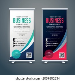 Roll-up Broschüre Flyer Banner Design-Vorlage Vektorgrafik, abstrakter Hintergrund, Rechteck-Größe.