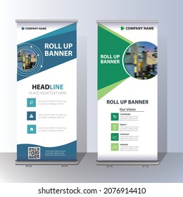 roll up brochure flyer banner design vertical template vector, modern x-banner, and flag-banner, rectangle size.