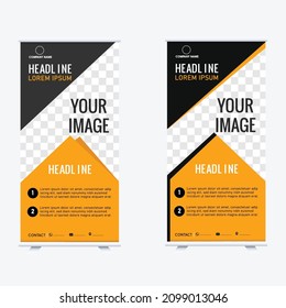 Roll up brochure flyer banner design template vector, abstract background, modern x-banner, rectangle size,Vertical Banner Design Signboard Advertising Brochure Flyer Template Vector X-banner