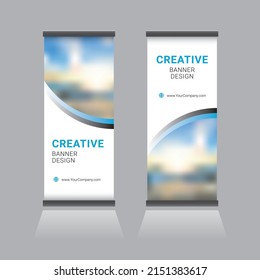 roll up brochure flyer banner design template vector, modern x-banner
