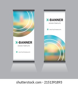 roll up brochure flyer banner design template vector, modern x-banner
