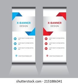 roll up brochure flyer banner design template vector, x-banner