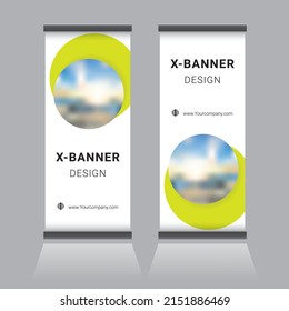 roll up brochure flyer banner design template vector, x-banner
