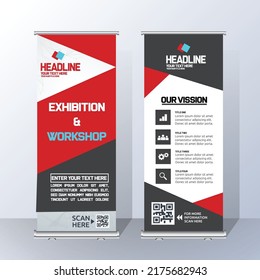 Roll up brochure flyer banner design template vector, abstract background, modern x-banner, rectangle size.
