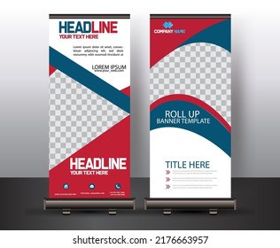 Roll up brochure flyer banner design template vector, abstract background, modern x-banner, rectangle size.
